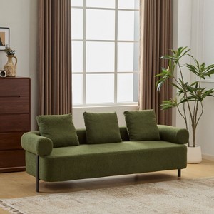 PAGED 3 Seater Upholstered Sofa Oversized Comfy Couch with 3 Plush Pillows, Rolled Armrests for Living Room, Home Office - 1 of 4