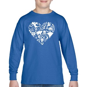 LA Pop Art Halloween Heart - Boy's Word Art Long Sleeve T-Shirt - 1 of 4