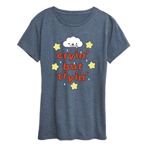 Women's - Instant Message - Cryin But Tryin Short Sleeve Graphic T-Shirt - 1 of 4