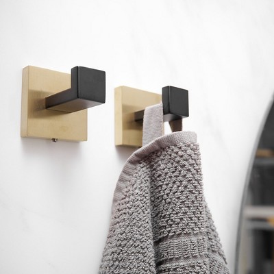 Matte Black and Gold Stainless Steel 5-Piece Bathroom Hardware Set