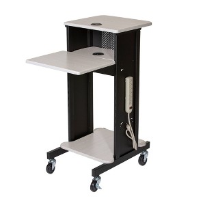 Premium Presentation Lecture Podium Cart: Mobile, with Power Strip - Hampden Furnishings - 1 of 4