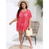 Coolmee Women Summer Plus Size Sexy Crochet Sheer Floral Beach Dress Bathing Suit Swim Coverup Mini Dress - 4 of 4