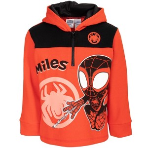 Marvel Spidey and His Amazing Friends Ghost-Spider Miles Morales Spider-Man Fleece Half Zip Hoodie Toddler to Little Kid - 1 of 4