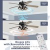 ZACHVO 52inch Outdoor Ceiling Fan with Light and Remote, Matte Black with Barnwood Blades, 5-Speed Reversible DC Motor - 3 of 4