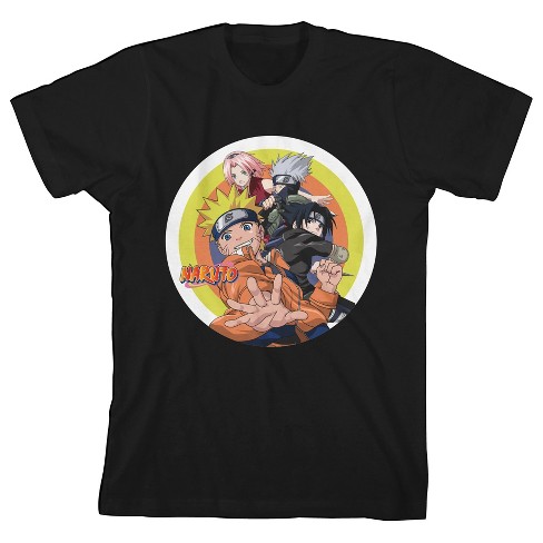 Naruto Shippuden Anime Characters Black T-Shirt Men's MEDIUM
