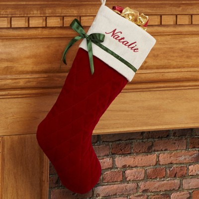 FIONECA Winter Classic Personalized Quilted Stocking w/Bow