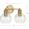 Progress Lighting Hansford 2-Light Bath Light Vintage Brass with Clear Globe Glass Shade - image 2 of 4