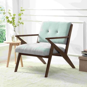 CAVINAS Linen Accent Chair with Tufted Back and Wood Legs,Mid-Century Upholstered Living Room Chairs,Reading Chairs for Living Room - 1 of 4