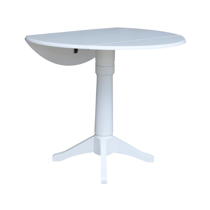 42" Nina Round Top Dual Drop Leaf Pedestal Table White - International Concepts, 5 of 10