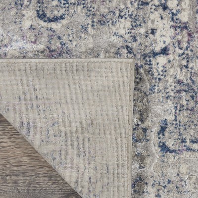 Beige Blue Synthetic Rectangular Area Rug 5'3" x 7'3"