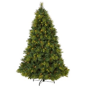 Nearly Natural 6.5-ft North Carolina Mixed Pine Artificial Christmas Tree with 350 Warm White LED Lights, 1367 Bendable Branches and Pinecones - 1 of 4