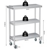Stainless Steel Work Table, 3-Shelf Commercial Food Prep Table,Rust-Resistant Metal Utility Table for Kitchen, Restaurant - 3 of 4