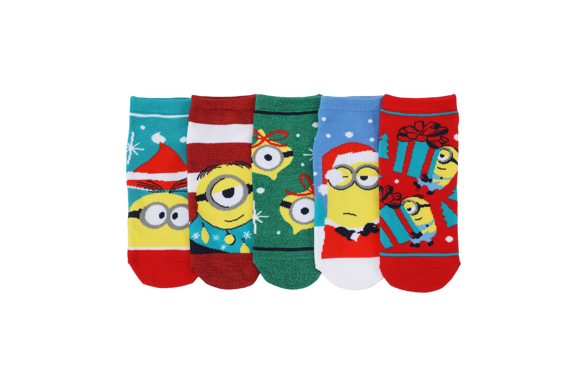 Despicable Me Christmas Minions Women's 5-Pair Ankle Socks