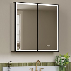 Grand Bathroom Medicine Cabinet with LED Mirror, Recessed or Surface Mount, Defogger, Adjustable Shelves, Dimmable - 1 of 4