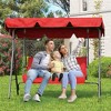 3 Person Patio Swing Chair, Outdoor Swing Canopy for Porch, Convertible Canopy Hanging Swing Glider Lounge Chair, Patio Swing Chair Adjustable Shade - 2 of 4