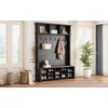 VYNXARIA Farmhouse 4-in-1 Hall Tree with 6 Hooks & Adjustable Shelves - Rustic Walnut Entryway Bench - 3 of 4