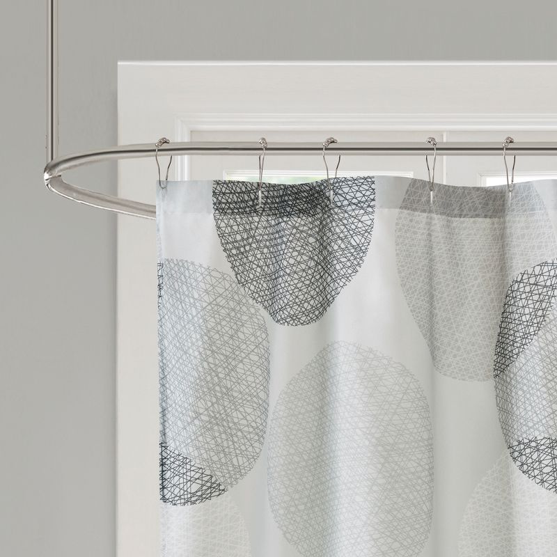 Cabrillo Geometric Print Microfiber Shower Curtain - Gray, 2 of 5