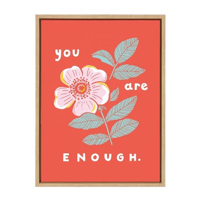 18" x 24" Sylvie You Are Enough by Maria Filar Framed Wall Canvas Natural - Kate & Laurel All Things Decor