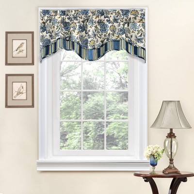 16"x52" Navarra Floral Window Valance Blue - Traditions by Waverly