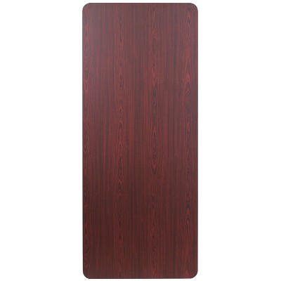 Elegant 72" Mahogany Laminate Folding Banquet Table with Metal Frame