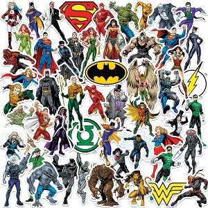 Justice League Characters 50ct Vinyl Large Deluxe Stickers Variety Pack - 1 of 4