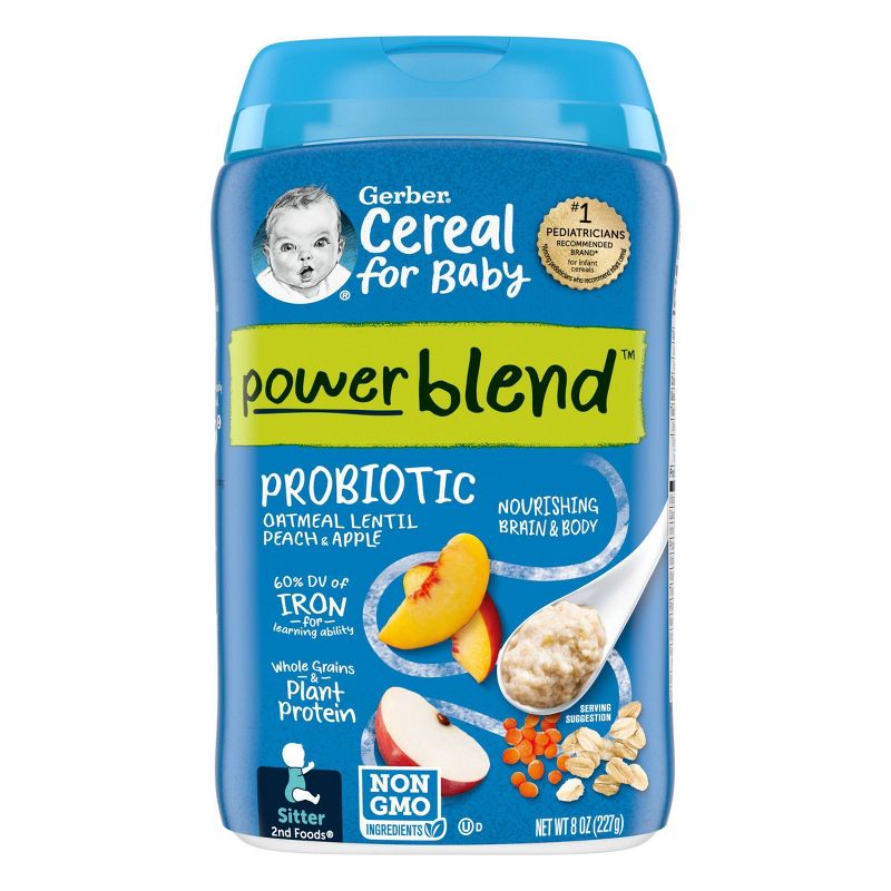 Gerber Probiotic Oatmeal &#38; Peach Apple Baby Cereal - 8oz, 4 of 12