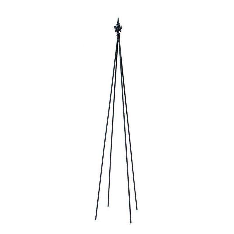 58&#34; Tall Iron Fleur-De-Lis Garden  Trellis Tool Black Powder Coat Finish- Achla Designs, 1 of 6