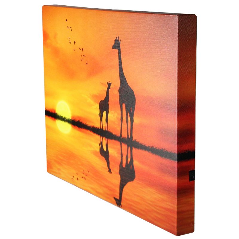 Northlight Safari Sunset LED Back Lit Giraffe and Baby Canvas Wall Art 11.75" x 15.75", 3 of 4