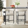 Modern Boucle Counter Height Stools with Cruved Backs and Arm Beige Bar Stools for Kitchen, Island, and Living Room—Tanpinhause - 2 of 4
