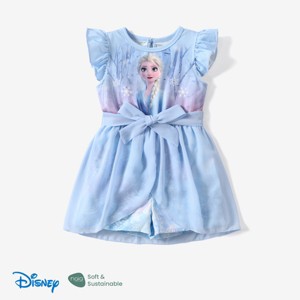 Disney Princess Frozen Elsa Toddler Girl Cute Romper With Tulle Skirt Overlay Birthday Summer Jumpsuit 2-6Years - 1 of 4