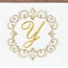 Linum Home Textiles 100% Turkish Cotton MONICA Gold Thread 2PC Embellished Hand Towel Set - 3 of 3