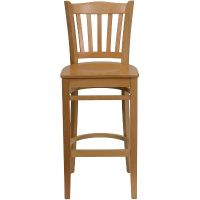 Classic Cherry Natural Wood Barstool with Vertical Slat Back