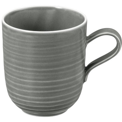 Gray Ceramic Round Beverage Mugs Set of 4