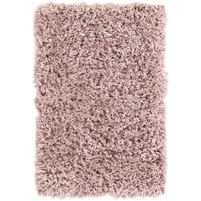 Lorelei Pink Solid Synthetic Shag Rectangular Rug