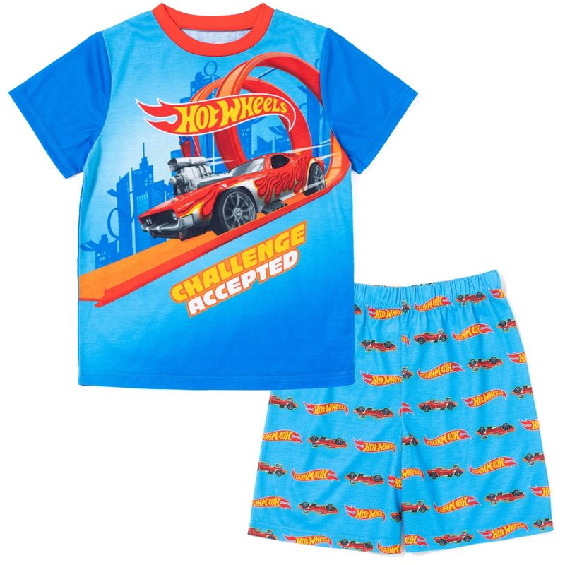 Hot Wheels Pajama Shirt and Shorts Sleep Set Little Kid to Big Kid, 1 of 8