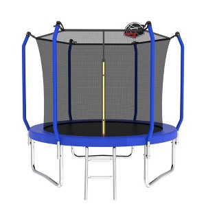Jump Into Fun Trampoline Outdoor With UV-Resistant Jumping Mat,6 High Safety Fence Poles ,Basketball,Ladder For Kids Recreational Trampoline - 1 of 4