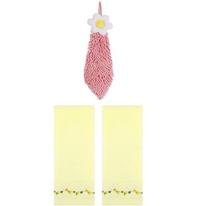 REGALWOVEN 3 Pcs Floral Soft Absorbent Hand Towel for Bathroom Kitchen - 1 of 4
