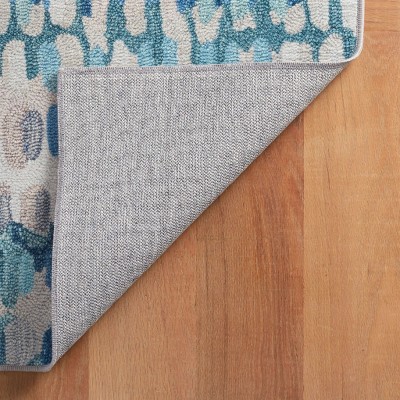 Blue and Beige Synthetic Machine Washable 2x3 Rug