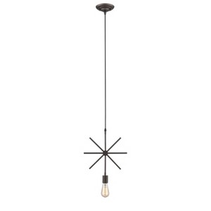 Chloe Lighting Ironclad Industrial-Style 1 Light Rubbed Bronze Ceiling Mini Pendant 13"Wide - 1 of 4