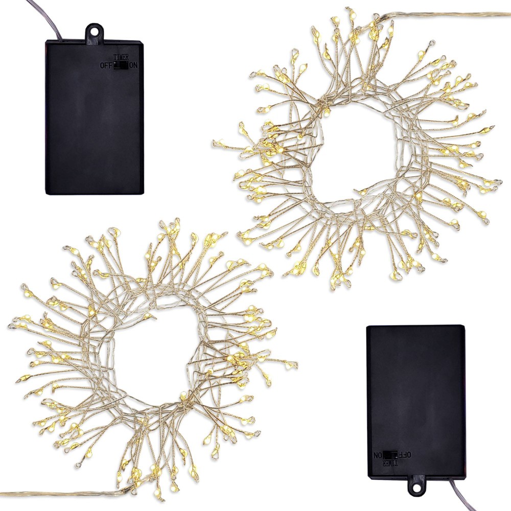 Lumabase 2ct Battery Operated LED Firecracker Fairy String Lights White
