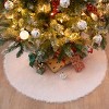 JOYFY 48’’ Christmas Tree Skirt, White Faux Fur Snowy White Plush Velvet Christmas Tree Skirt for Merry Christmas Holiday Tree Decorations and Party - 3 of 4