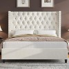 Bed Frame with Deep Button Tufted and Velvet Wingback Headboard,No Box Spring Needed - 2 of 4