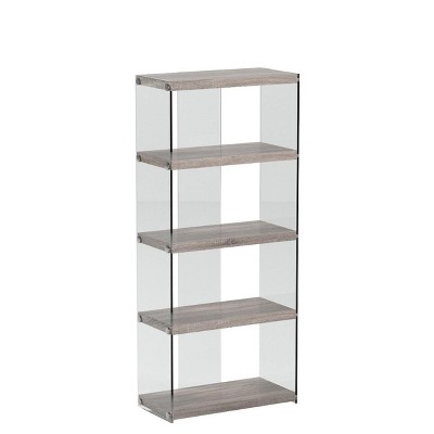 Dark Taupe and Chrome 5-Tier Glass Bookcase