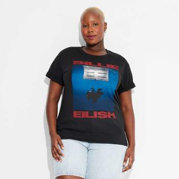Women's Billie Eilish Album Cover Short Sleeve Graphic Boyfriend T-Shirt - Black
