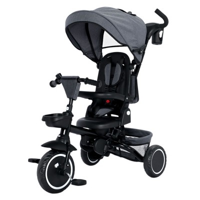 Kinder King 8 in 1 Kids Baby Stroller Tricycle Folding Toddler Trike w/Adjustable Push Handle