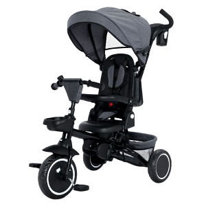 Kinder King 8 in 1 Kids Baby Stroller Tricycle Folding Toddler Trike w/Adjustable Push Handle - 1 of 4