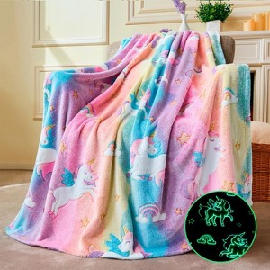 Joyfy Glow in The Dark Blanket 50" x 60" - Ultra Soft & Plush Blanket for Kids Birthday Bedroom Decor, Unicorn Gifts for Girls Boys Age 2 3 4 + - 1 of 4