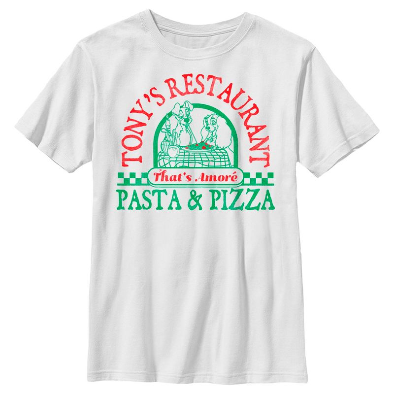 Boy's Lady and the Tramp Tony's Pasta & Pizza Restaurant T-Shirt, 1 of 5