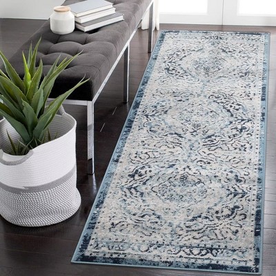 Vintage Medallion Area Rug Indoor Non-Shedding Stain Resistant Rugs Carpet Floral Rugs for Living Room Bedroom, 2'3" x 7'3" Blue