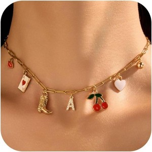 Charm Necklace Western Jewelry for Women Boho Initial Pendant Necklace Cowgirl Accessories Country Concert Outfits for Women Cowboy Chic Style - 1 of 4